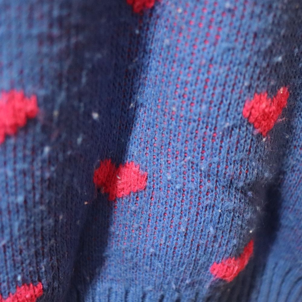 Private Eyes Vintage Blue Heart & Sheep Knit Sweater Retro Cozy Large USA - Picture 8 of 14